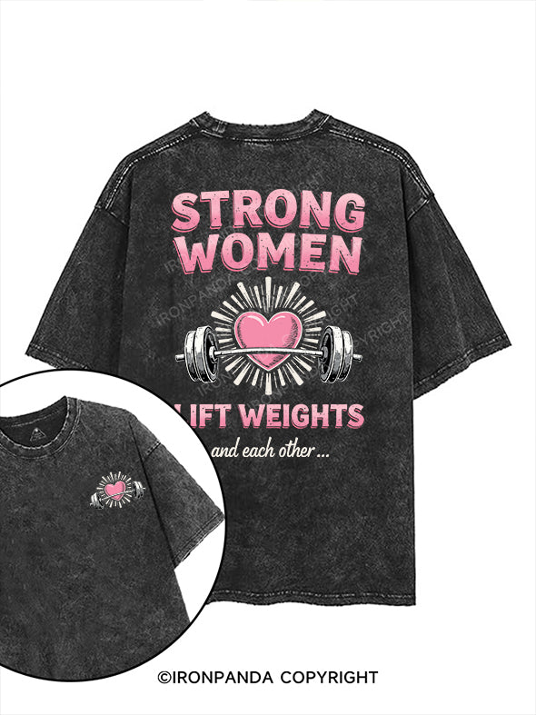 strong women lift weights printed Gym Shirt