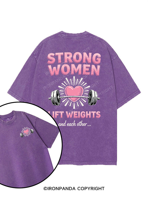 strong women lift weights printed Gym Shirt