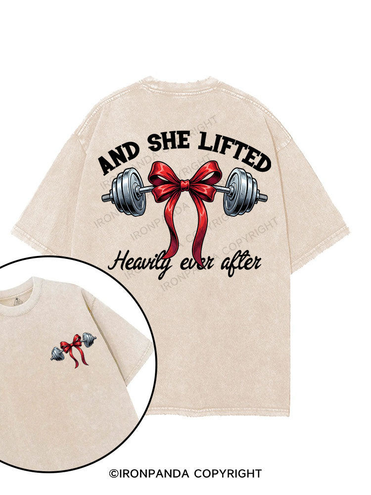 AND SHE LIFTED printed Gym Shirt