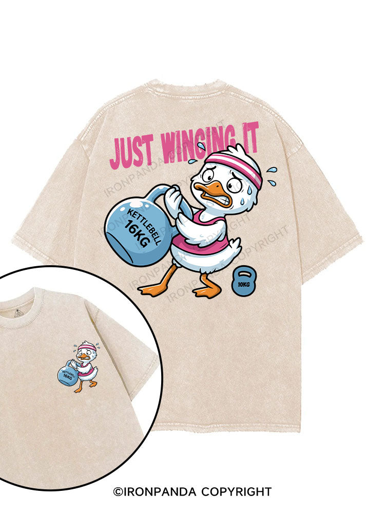 JUST WINGING IT printed Gym Shirt