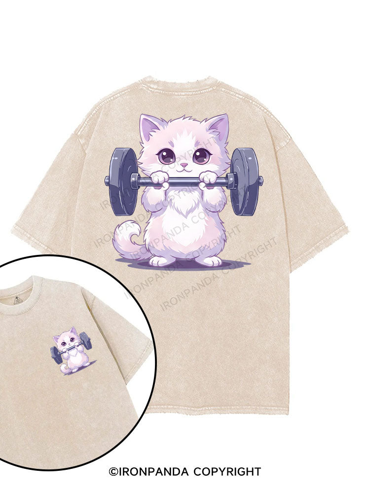 Weightlifting Cat printed Gym Shirt