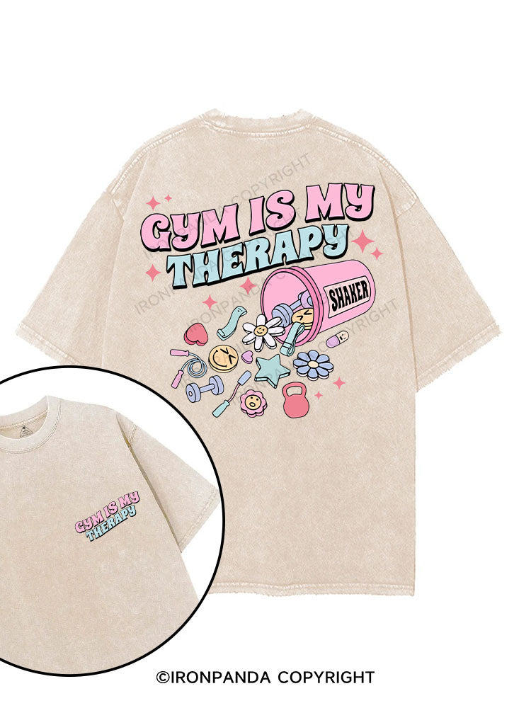 GYM IS MY THERAPY printed Gym Shirt