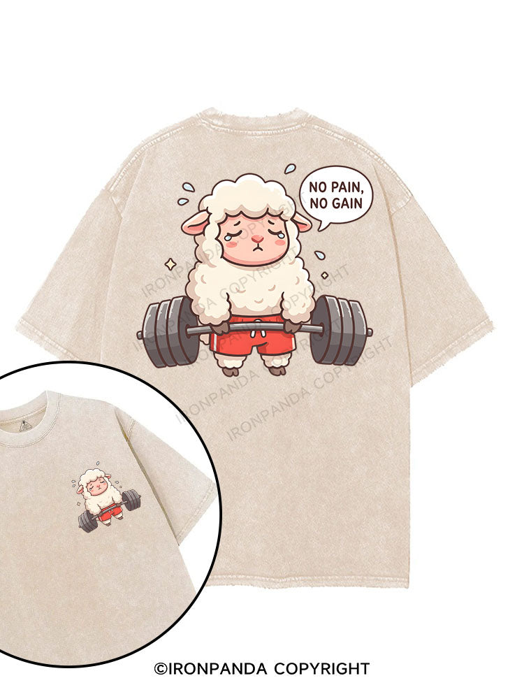 NO PAIN NO GAIN SHEEP printed Gym Shirt