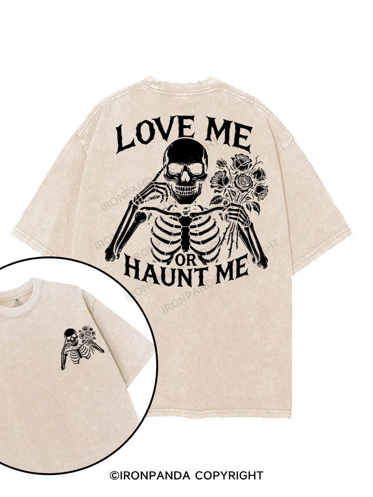 LOVE ME OR HAUNT ME printed Gym Shirt
