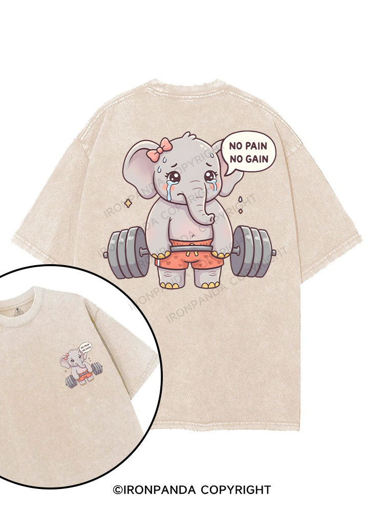 NO PAIN NO GAIN ELEPHANT printed Gym Shirt