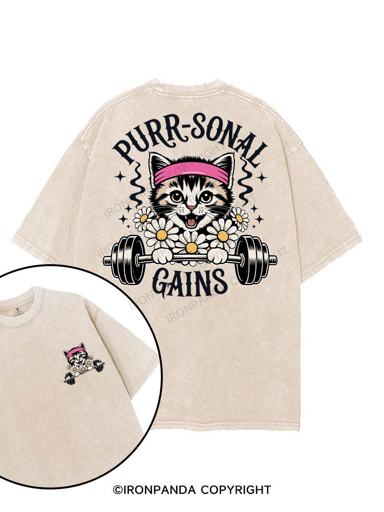 PURR-SONAL GAINS printed Gym Shirt