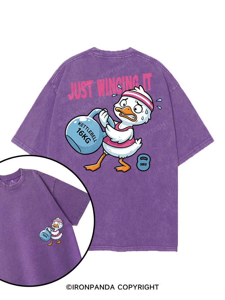 JUST WINGING IT printed Gym Shirt