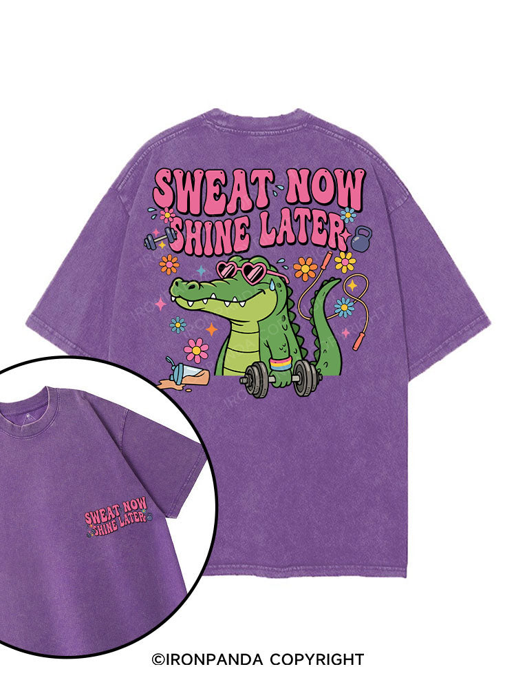 Sweat now, shine later printed Gym Shirt