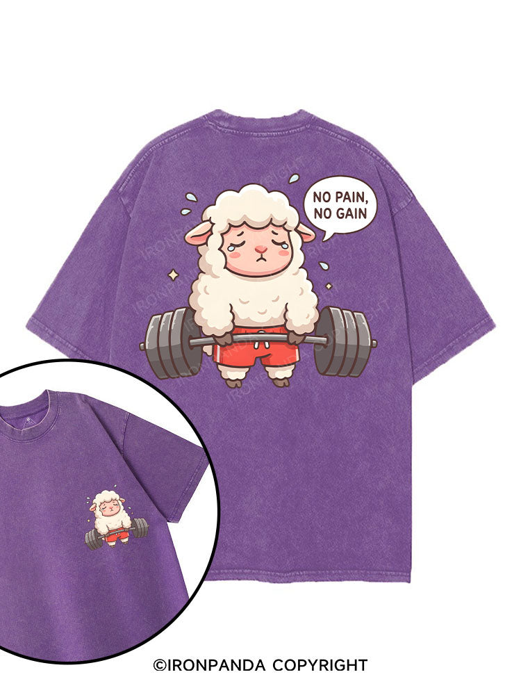 NO PAIN NO GAIN SHEEP printed Gym Shirt
