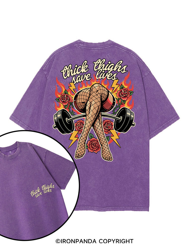 thick thighs save lives printed Gym Shirt