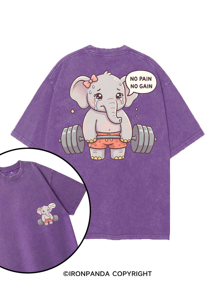 NO PAIN NO GAIN ELEPHANT printed Gym Shirt