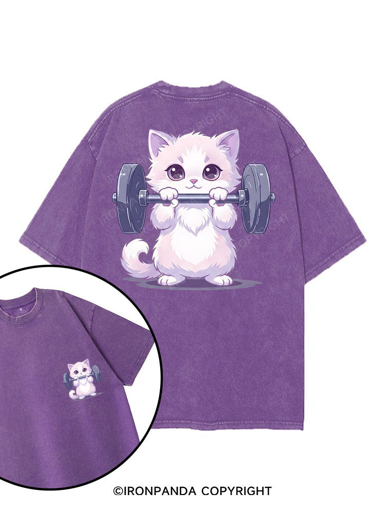 Weightlifting Cat printed Gym Shirt