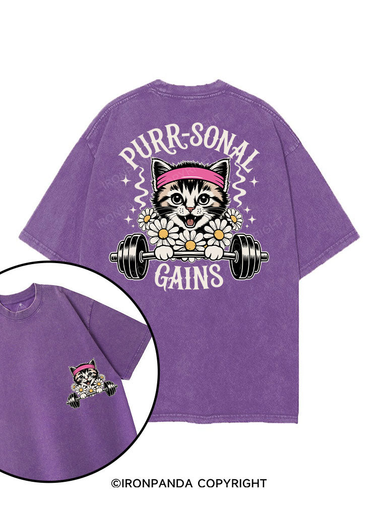 PURR-SONAL GAINS printed Gym Shirt