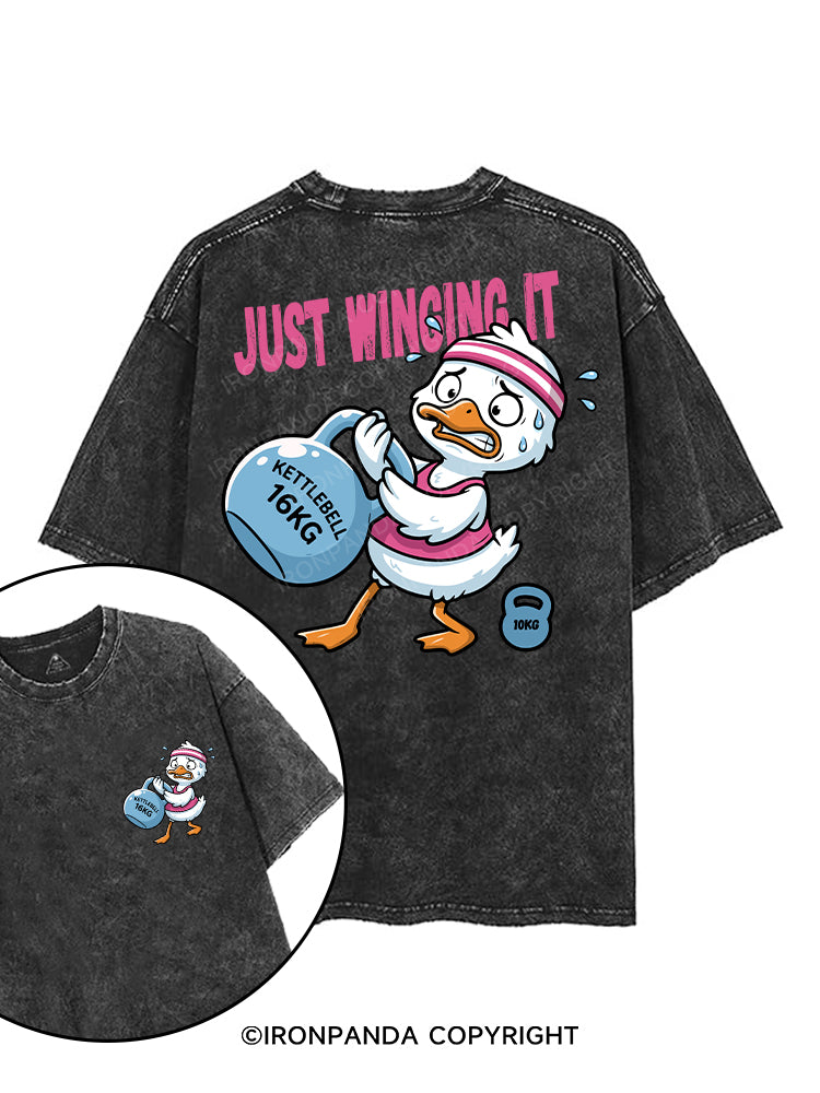 JUST WINGING IT printed Gym Shirt