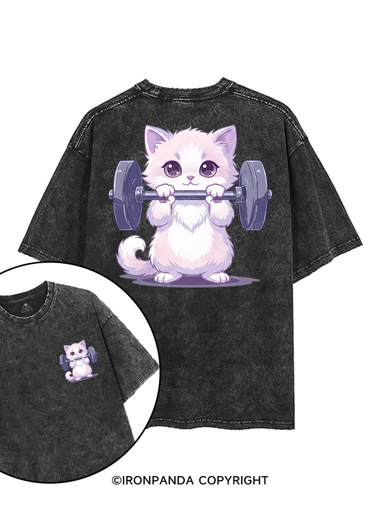 Weightlifting Cat printed Gym Shirt