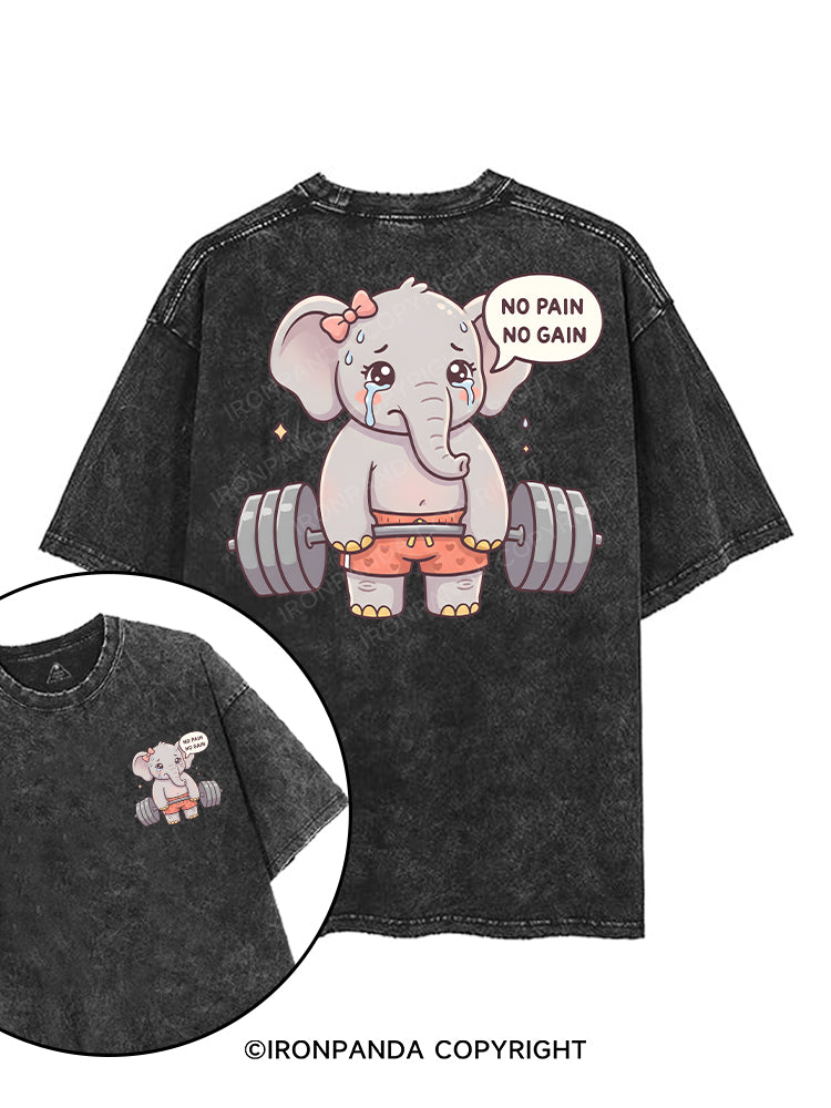 NO PAIN NO GAIN ELEPHANT printed Gym Shirt