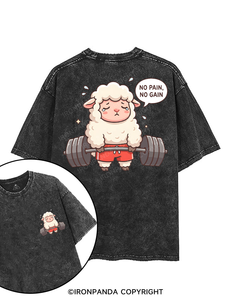 NO PAIN NO GAIN SHEEP printed Gym Shirt