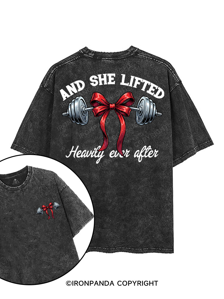 AND SHE LIFTED printed Gym Shirt