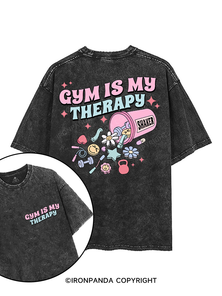 GYM IS MY THERAPY printed Gym Shirt