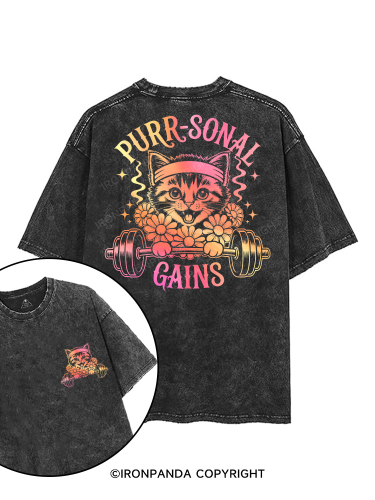 PURR-SONAL GAINS printed Gym Shirt