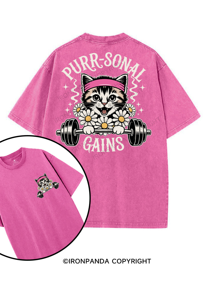 PURR-SONAL GAINS printed Gym Shirt