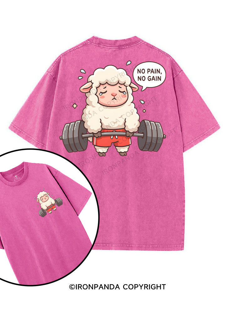 NO PAIN NO GAIN SHEEP printed Gym Shirt