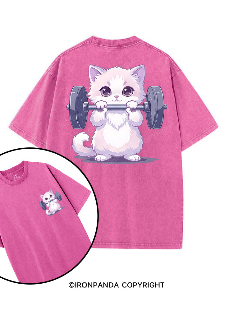 Weightlifting Cat printed Gym Shirt