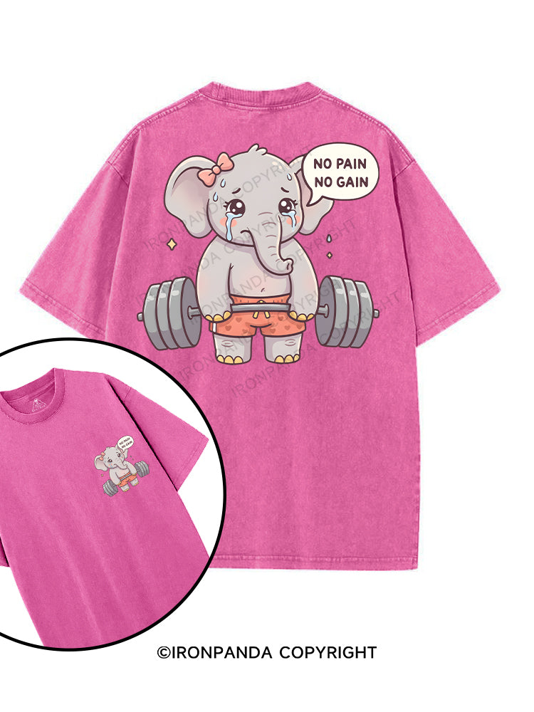 NO PAIN NO GAIN ELEPHANT printed Gym Shirt