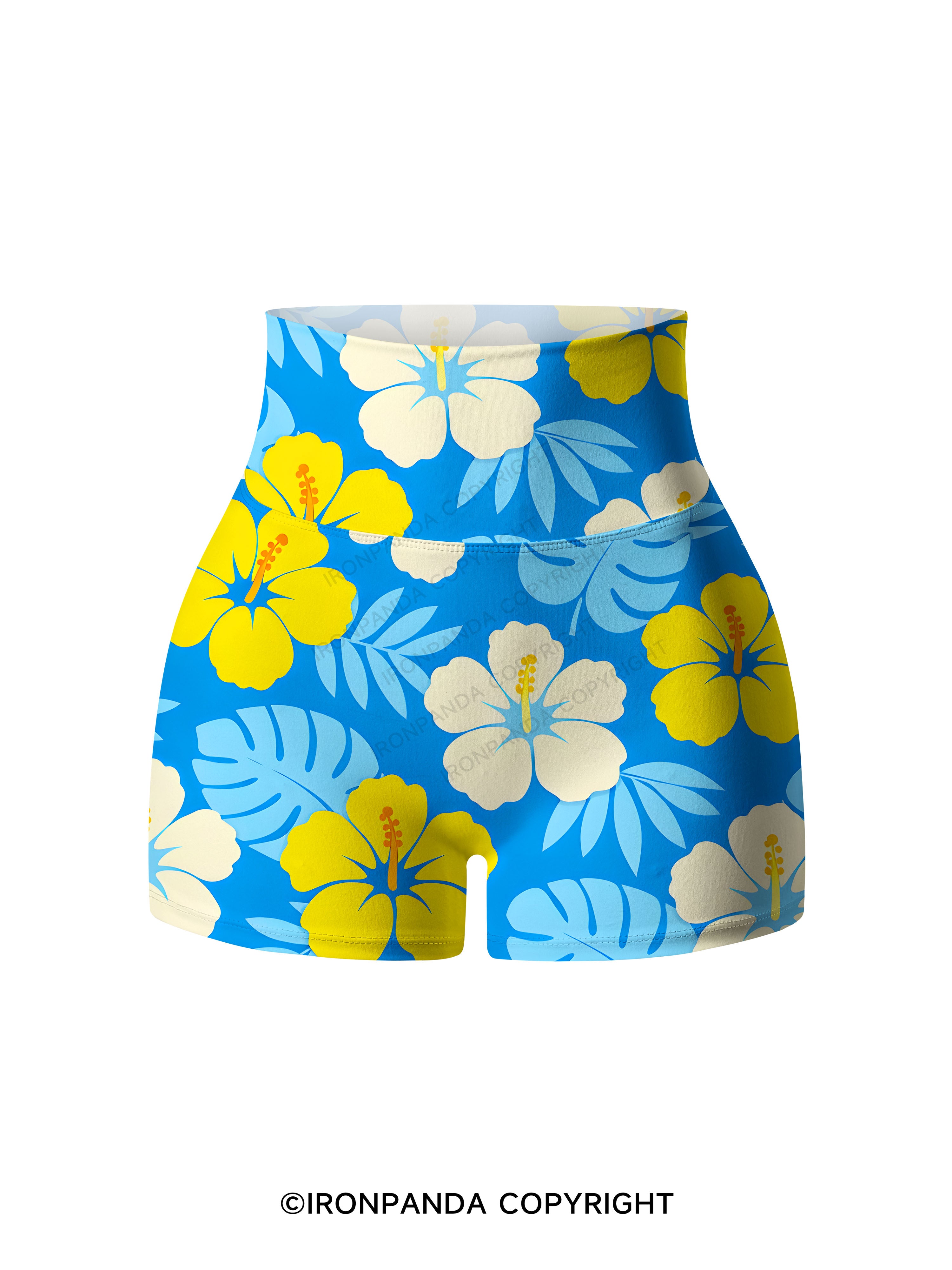 Tropical Hibiscus Printed Yoga Shorts