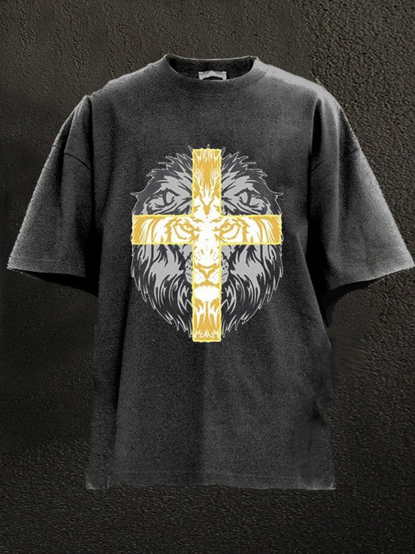 Cross lion Washed Gym Shirt