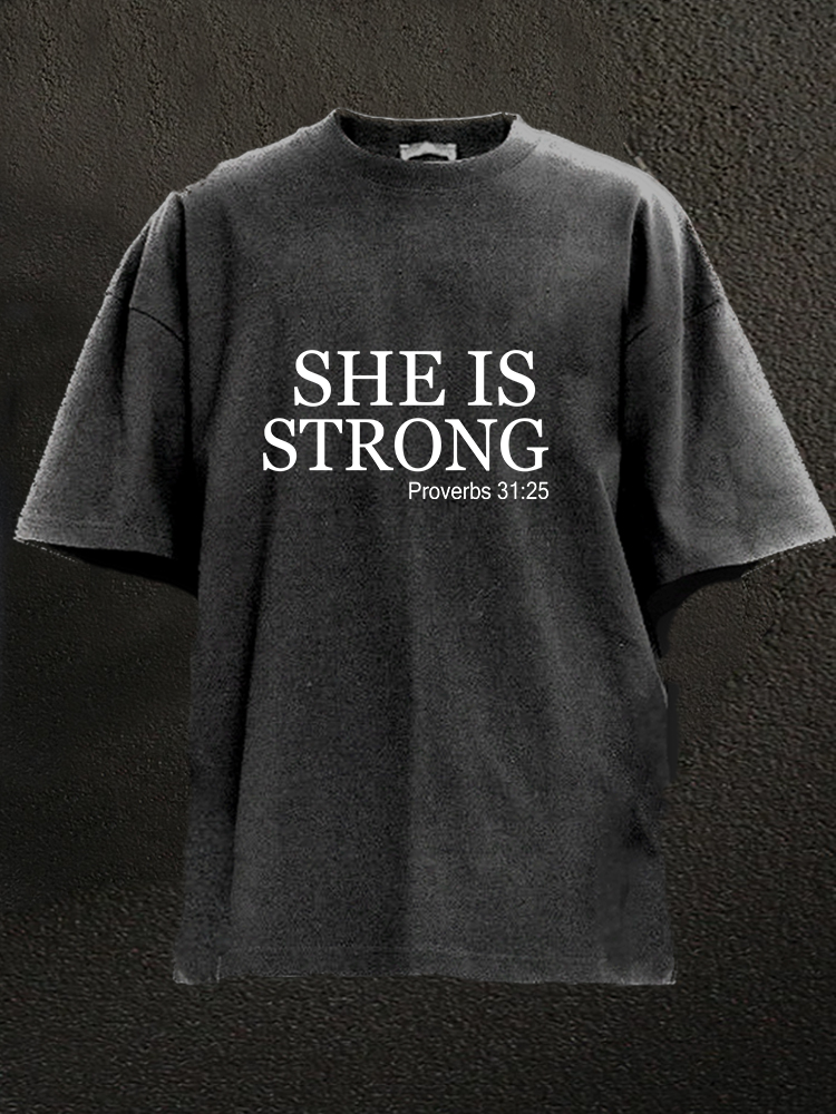 She is Strong WASHED GYM SHIRT