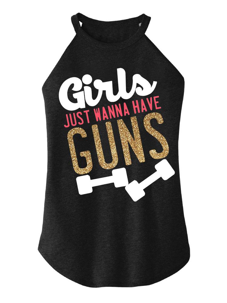 GIRLS JUST WANNA HAVE GUNS Tri Rocker Cotton Tank