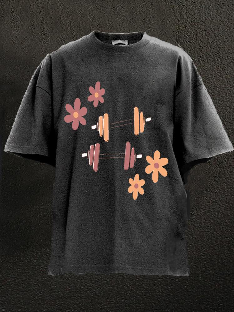 Flower Barbell Washed Gym T-shirt