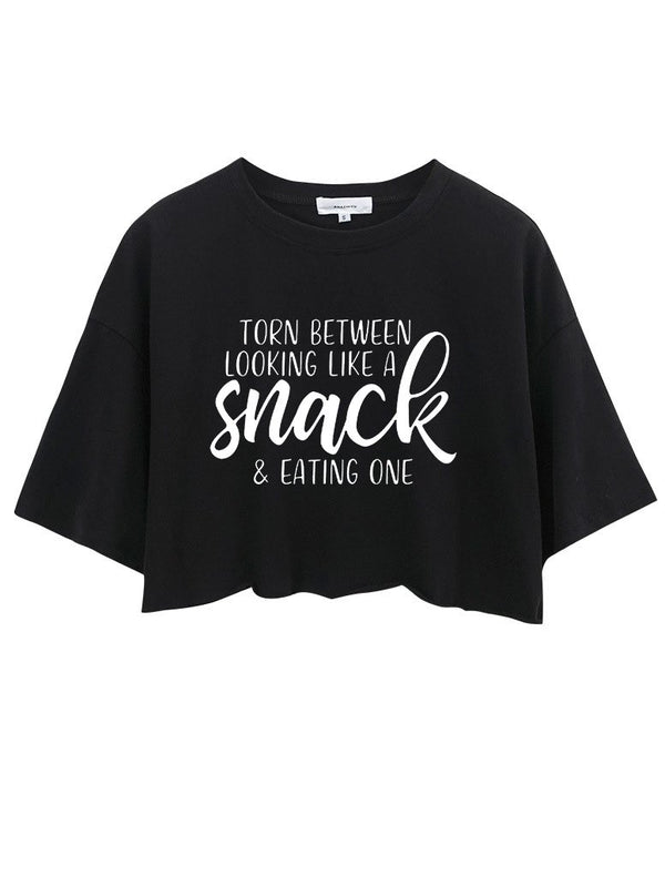 TORN BETWEEN A SNACK AND EAT ONE Crop Tops