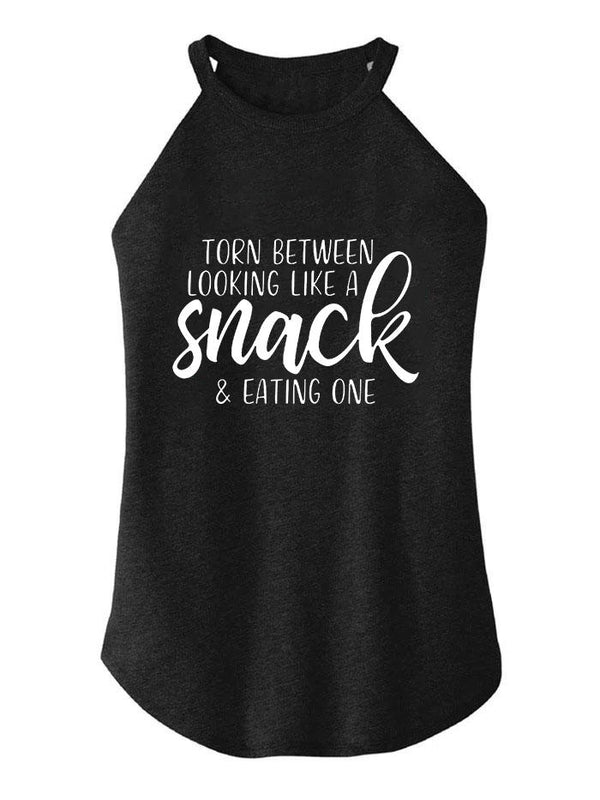 TORN BETWEEN A SNACK AND EAT ONE TRI ROCKER COTTON TANK
